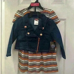 NWT - Vince Camuto 2-pc Girls Set - Jean jacket and dress - 2T